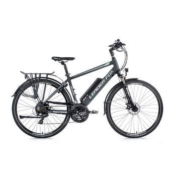 Bicicleta electrica trekking Leader Fox Sandy Gent, 21 viteze, 5 trepte de asistare, suspensie, frana pe disc Shimano, acumulator LG 16 Ah, USB, gri mat-alb Bicicleta electrica trekking Leader Fox Sandy Gent, 21 viteze, 5 trepte de asistare, suspensie, frana pe disc Shimano, acumulator LG 16 Ah, USB, gri mat-alb