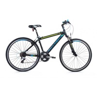 Bicicleta de cross Leader Fox Vitis Gent, 21 viteze, roata 28 inch, cadru 17 inch, suspensie, negru mat-albastru