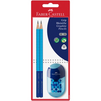 Set 2 buc creioane grafit/blister Faber-Castell Grip Two Tone, cu ascutitoare, albastru Set 2 buc creioane grafit/blister Faber-Castell Grip Two Tone, cu ascutitoare, albastru