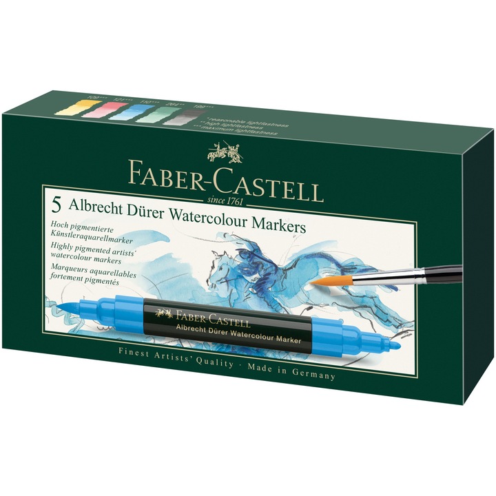 Акварелни маркери Faber-Castell Albrecht Durer, 5 броя/комплект