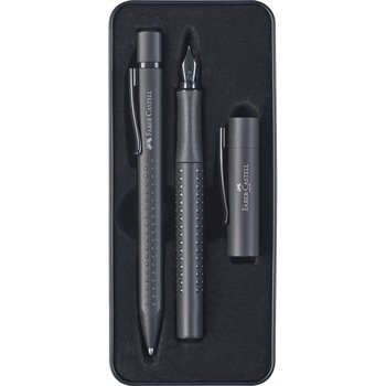 Pix si stilou Faber-Castell Grip 2011 All Black, set cadou Pix si stilou Faber-Castell Grip 2011 All Black, set cadou