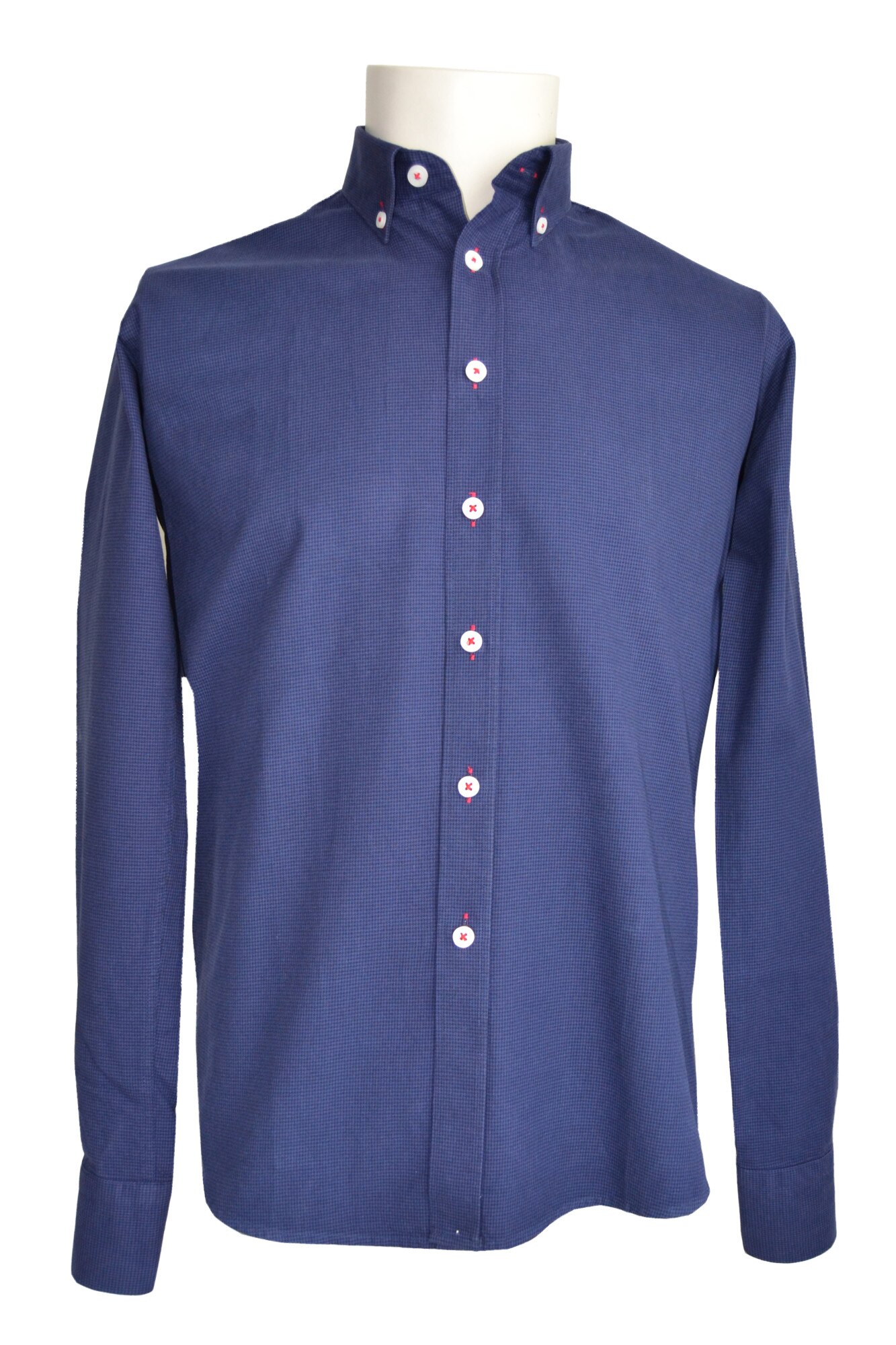 Camasa barbati, Newtone, guler fixat cu nasturi, model geometric Houndstooth