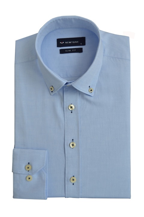 Férfi ing, Newtone, gombokkal rögzített gallér, Oxford szövet, Világoskék