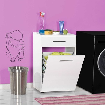 Dulap Baie cu cos de rufe Adore Diamond, sertar, Alb Lucios, 52 x 83 x 38 cm Dulap Baie cu cos de rufe Adore Diamond, sertar, Alb Lucios, 52 x 83 x 38 cm