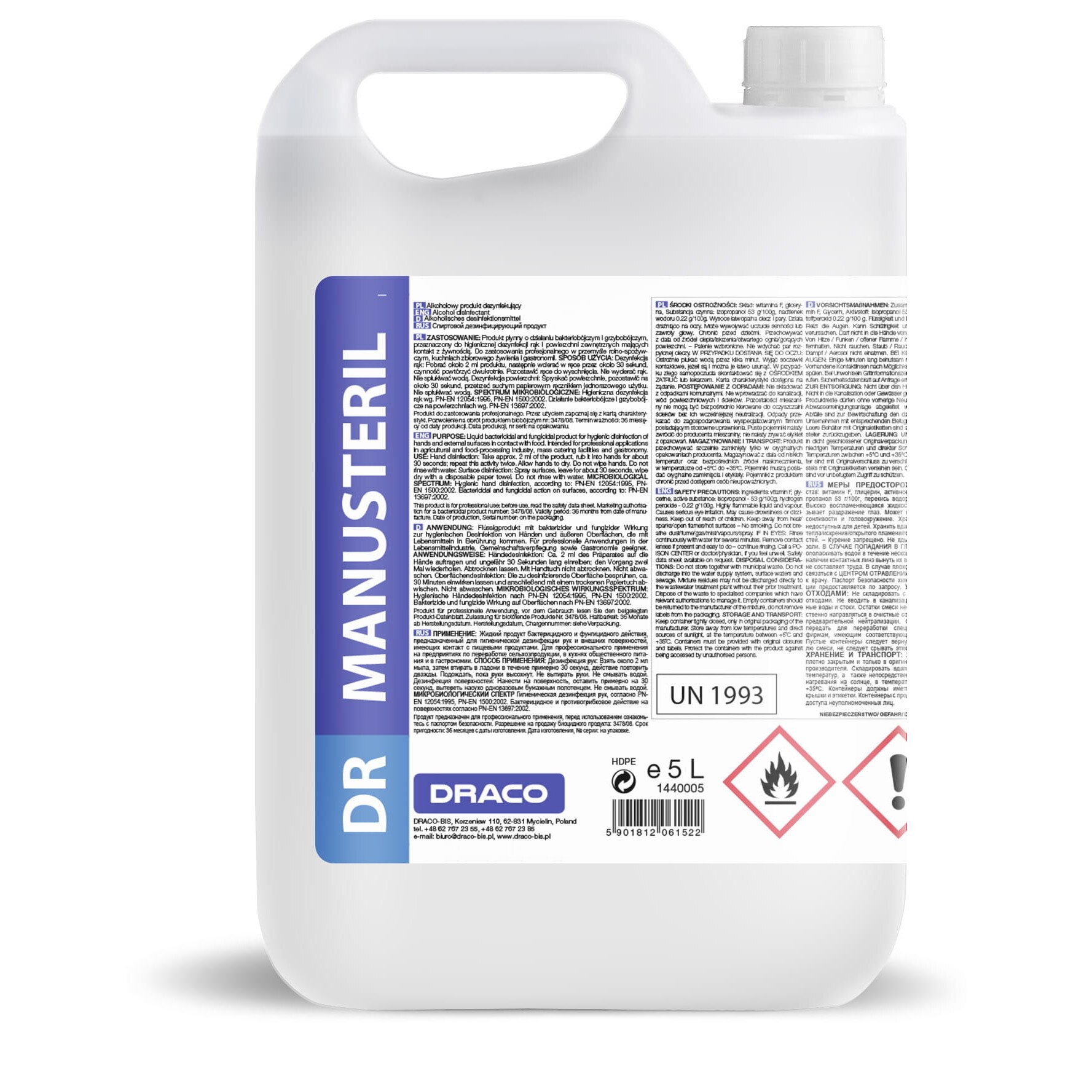 Solutie igienizanta pe baza de alcool, pentru maini si suprafete, 5L