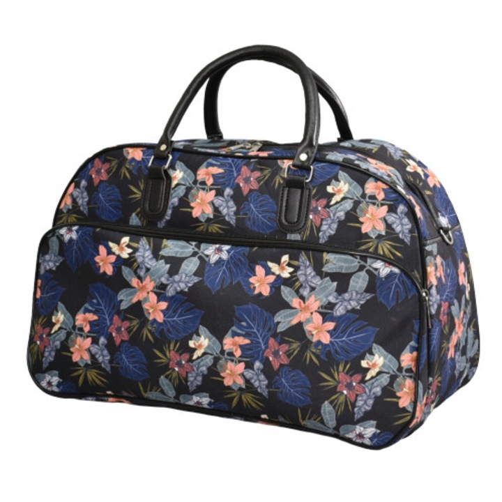 Пътна чанта 12107, 53/35/22 см, Текстил, Розови цветя