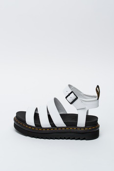 Dr. Martens, Sandale flatform de piele Blaire, Alb/Negru/Galben sofran, 6.5 Dr. Martens, Sandale flatform de piele Blaire, Alb/Negru/Galben sofran, 6.5