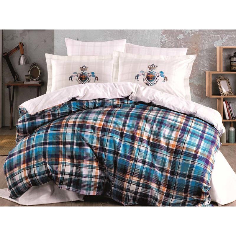 Set Lenjerie de pat, 2 Persoane, 100% Bumbac Poplin - Extra Confort Adalia Royal Blue