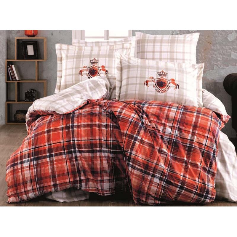 Set Lenjerie de pat, 2 Persoane, 100% Bumbac Poplin - Extra Confort Adalia Royal Oranj