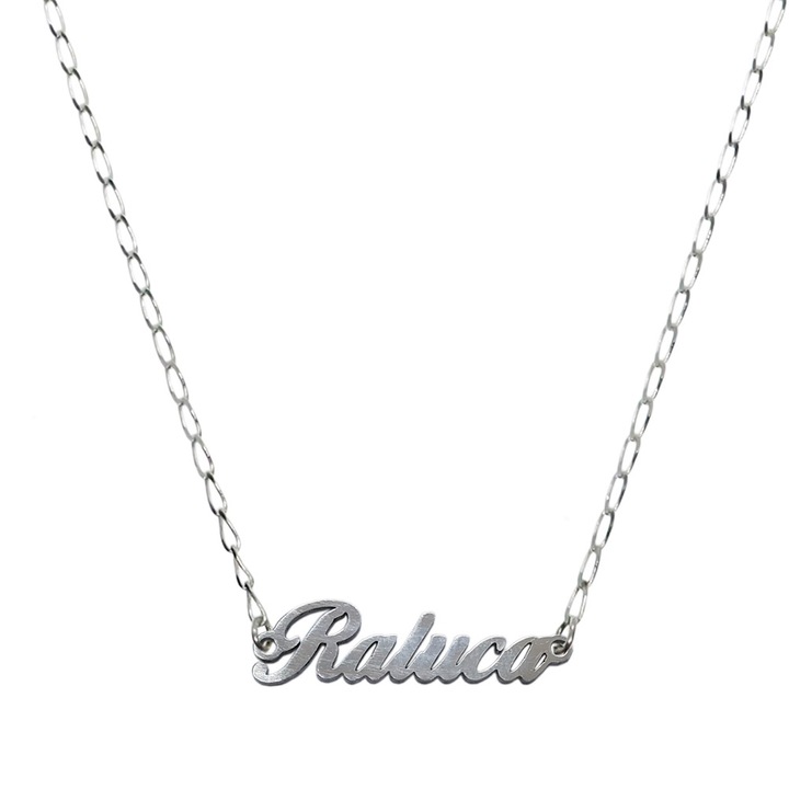 Lantisor din argint personalizat cu nume Raluca, 9441FIG01 Dras, Argintiu