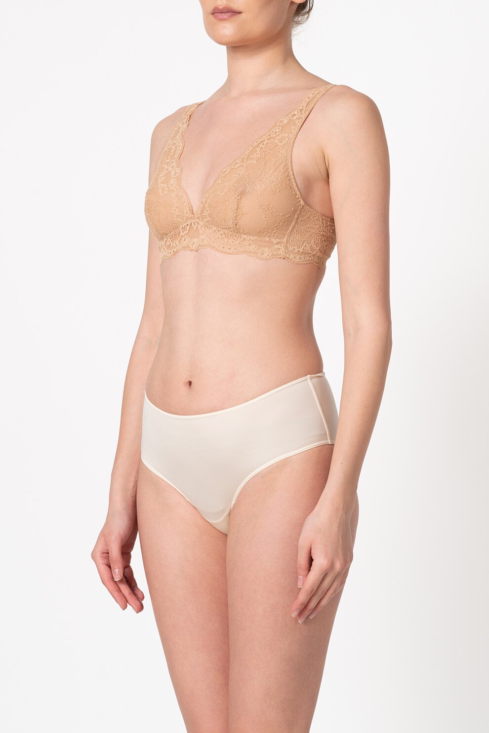 GAP, Sutien de dantela cu cupe triunghiulare, Bej, XS