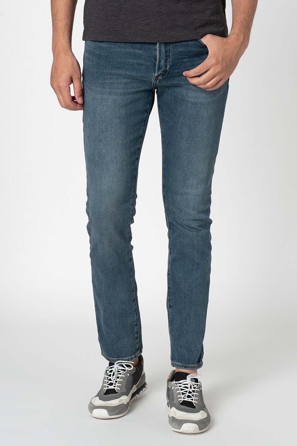 GAP, Blugi skinny cu aspect decolorat, Albastru