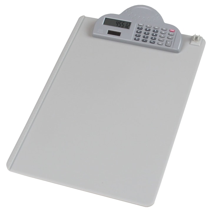 Clipboard Simplu A4 D.Rect 9259 Cu Calculator Si Suport Pix, Gri