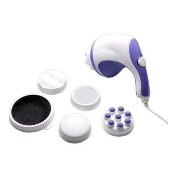 Aparat masaj, relaxare si tonifiere muschi, 21cm, 220V, accesorii incluse, Alb/Albastru, Urban Trends ®