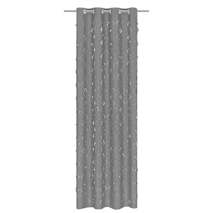 Завеса, Флорален, Тъмносив, 145x250