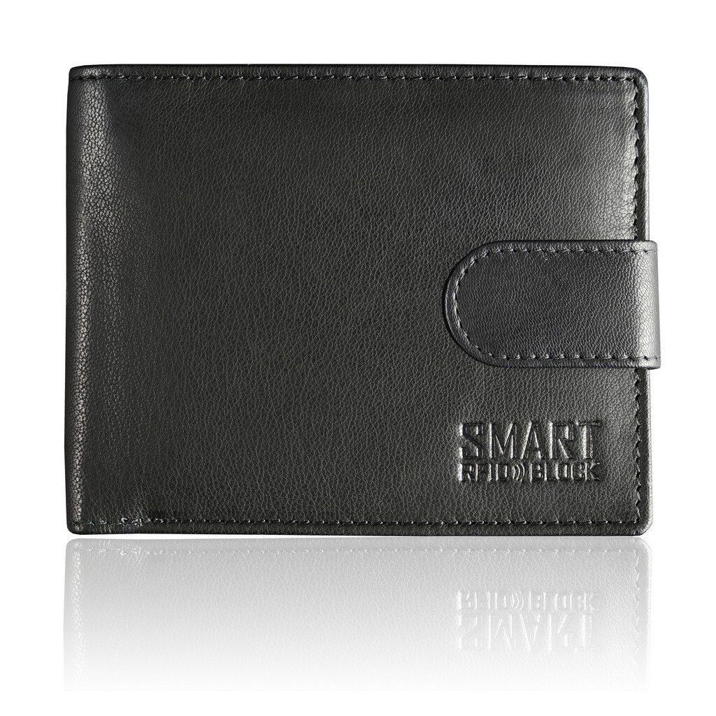 Portofel barbati, Koruma, piele naturala, securitate RFID BLOCK, buzunar carte de identitate , Negru