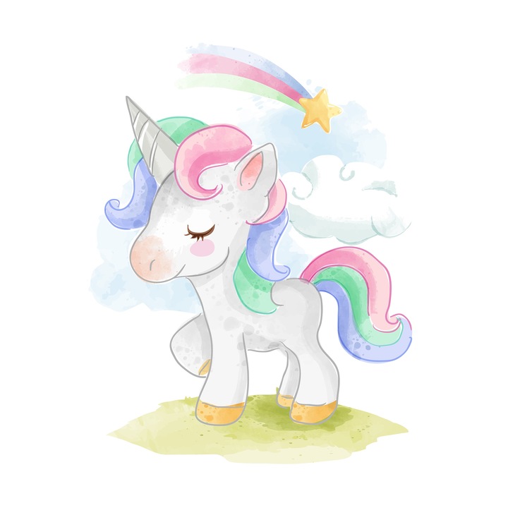 Autocolant imprimat pentru usa, Orafol, unicornul si curcubeul, multicolor, 92x205 cm