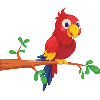 Sticker imprimat pentru perete, Orafol, Papagal pe creanga, multicolor, 100x100 cm Sticker imprimat pentru perete, Orafol, Papagal pe creanga, multicolor, 100x100 cm