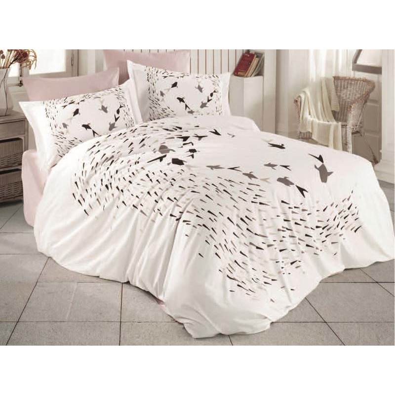 Set Lenjerie de pat, 2 Persoane, Bumbac 100% Poplin - Extra Confort Delfina, Bej