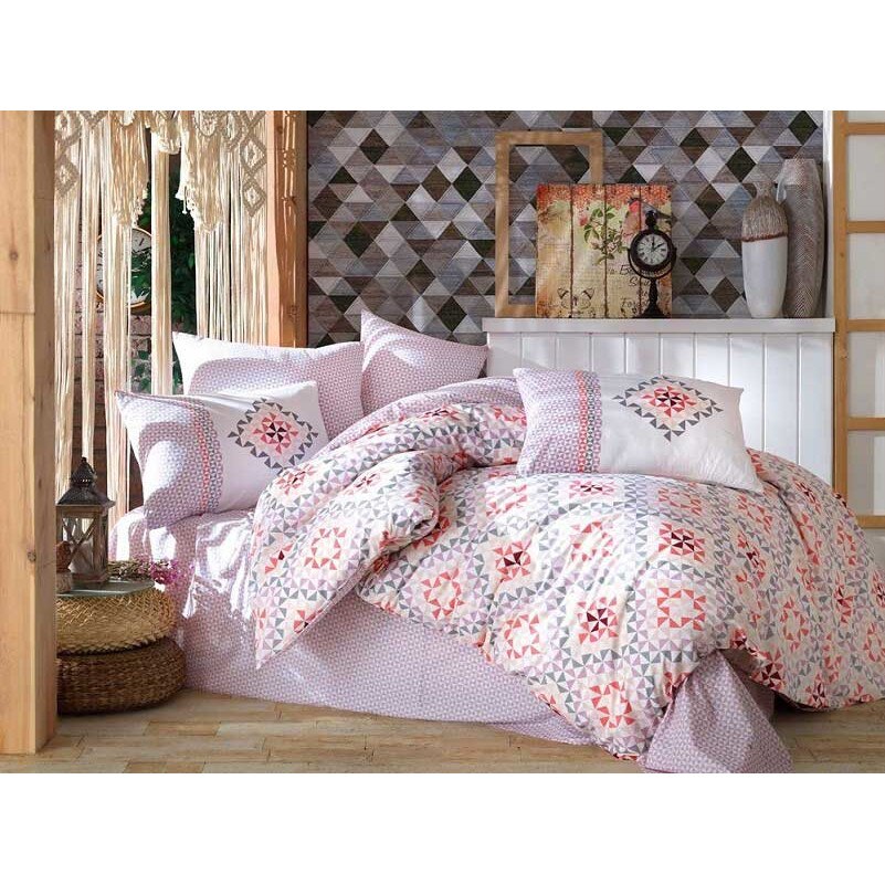 Set Lenjerie de pat, 2 Persoane, Bumbac 100% ranforce - Extra Confort Crystal Lilac