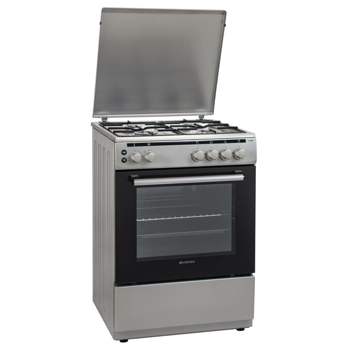 Aragaz Vortex,4 arzatoare, 60x60, gaz, inox-argintiu