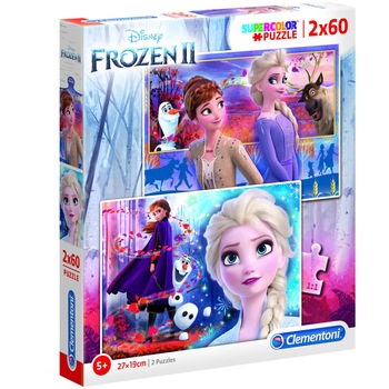 Puzzle Clementoni, Disney Frozen II, 2 in 1, 2x60 piese Puzzle Clementoni, Disney Frozen II, 2 in 1, 2x60 piese