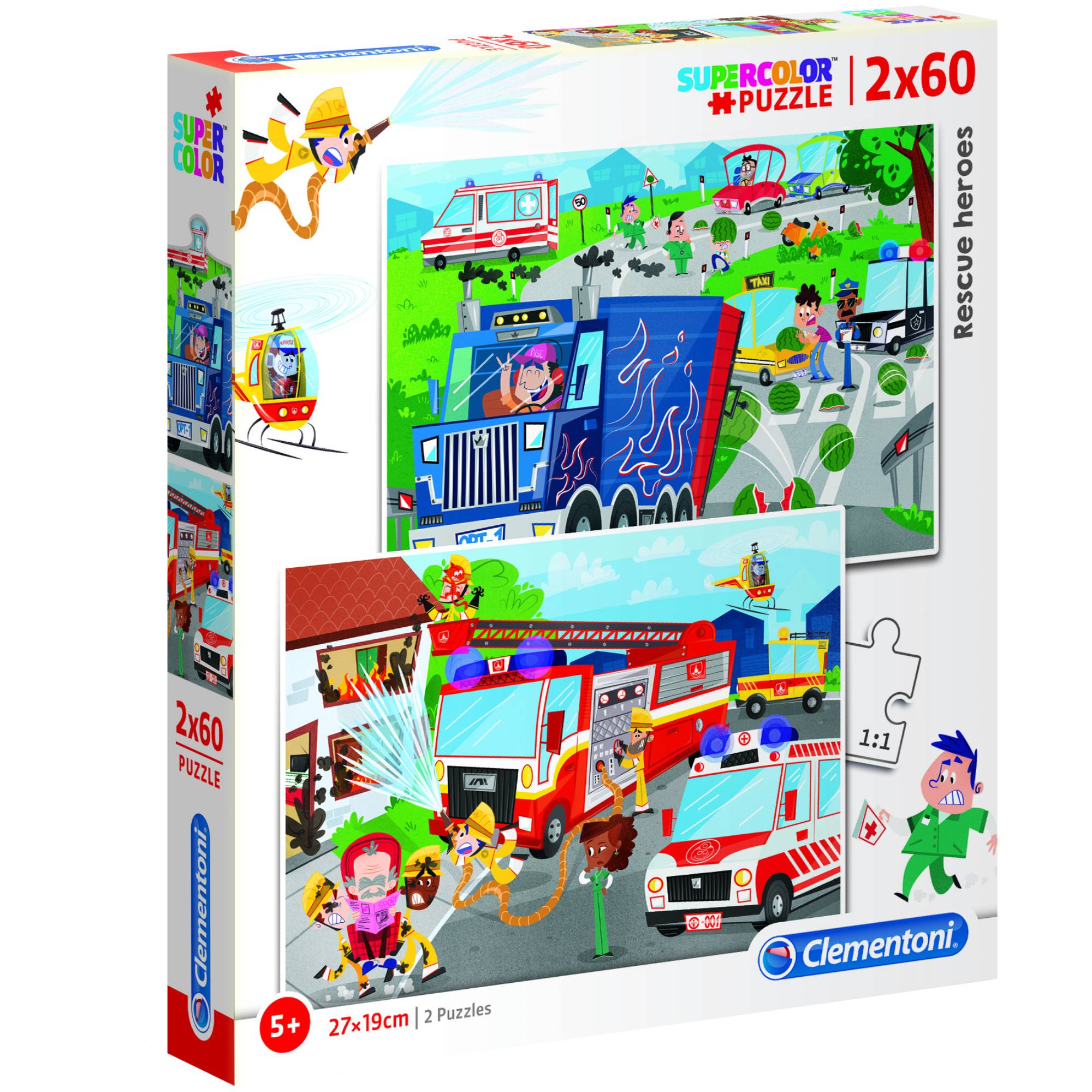 Puzzle Clementoni, Rescue heroes, 2 in 1, 2x60 piese