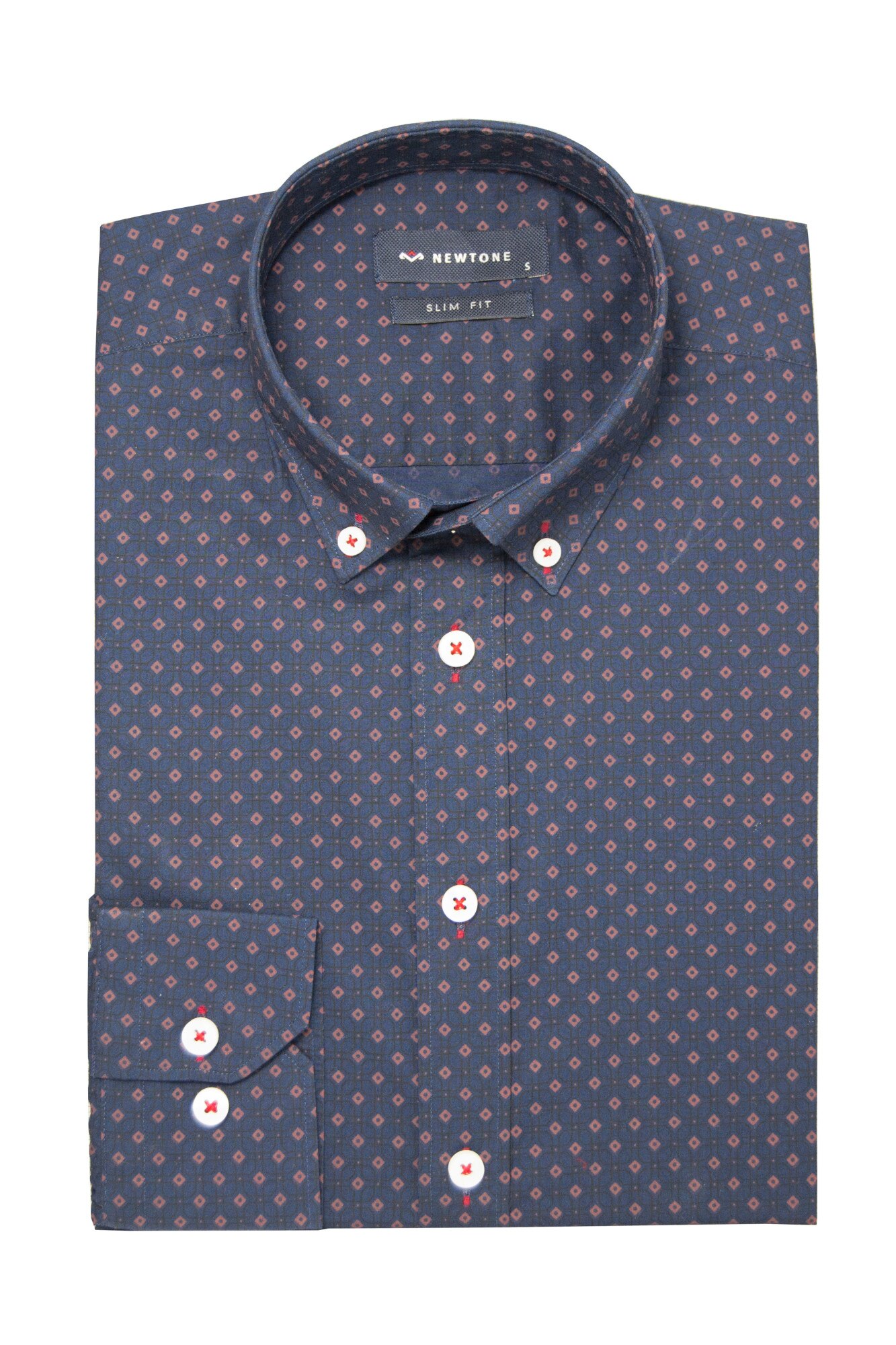 Camasa barbati, Newtone, guler cu nasturi, model cu imprimeu grafic
