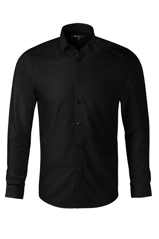 Camasa barbati model cambrat Malfini maneca lunga, Negru