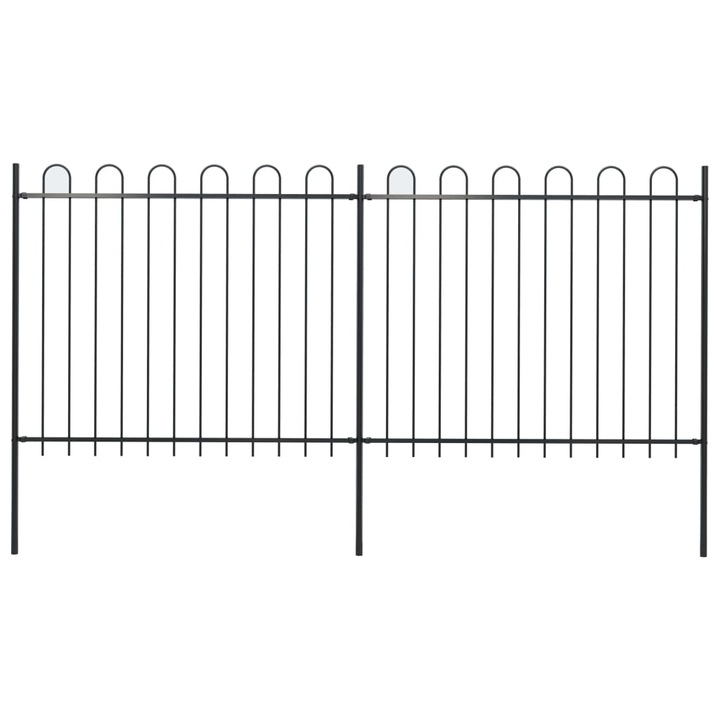 Gard de gradina cu varf curbat vidaXL, negru, 3,4 m, otel 8 kg 277675