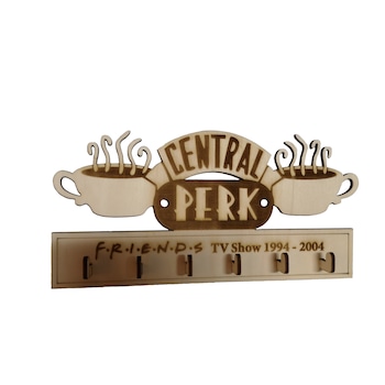 Suport perete depozitare chei din lemn gravat, Friends TV Show Suport perete depozitare chei din lemn gravat, Friends TV Show