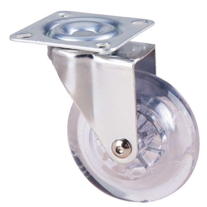 Roata Mobilier Transparenta EvoTools, pivotanta fara frana, diametru 75 mm