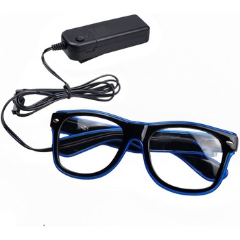 Ochelari party luminosi, ProCart, fir El Wire, 3 moduri de iluminare, invertor, albastri Ochelari party luminosi, ProCart, fir El Wire, 3 moduri de iluminare, invertor, albastri