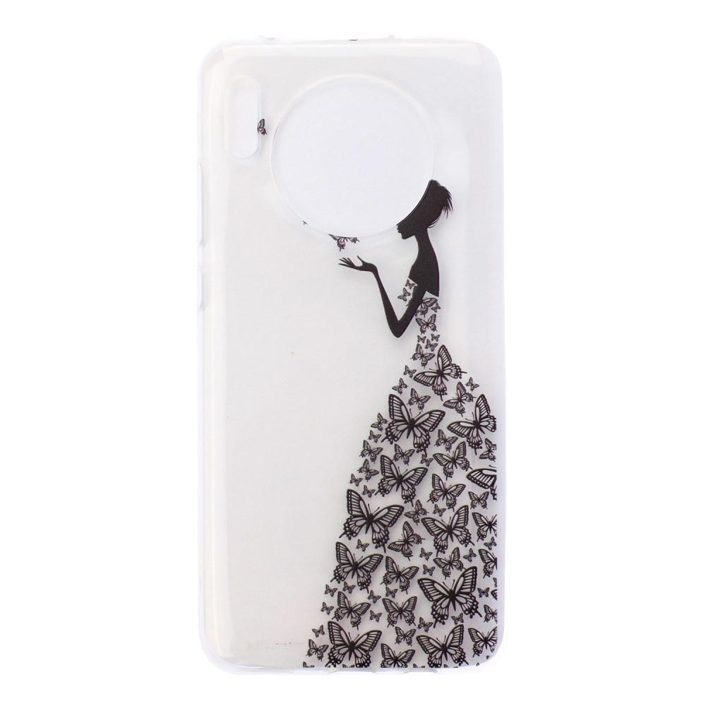 Husa silicon Huawei Mate 30 model Butterfly Dress, Antisoc, TPU Transparent/Negru