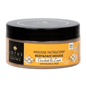 Crema de corp Mousse, Lotus Natural Plant cu Ciocolata si Lapte, 250 ml Crema de corp Mousse, Lotus Natural Plant cu Ciocolata si Lapte, 250 ml