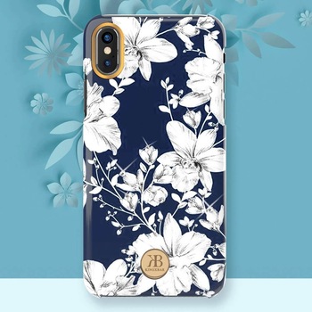 Husa iPhone X / iPhone XS, Cristale Originale Swarovsky, Kingxbar Blossom, Albastru Husa iPhone X / iPhone XS, Cristale Originale Swarovsky, Kingxbar Blossom, Albastru