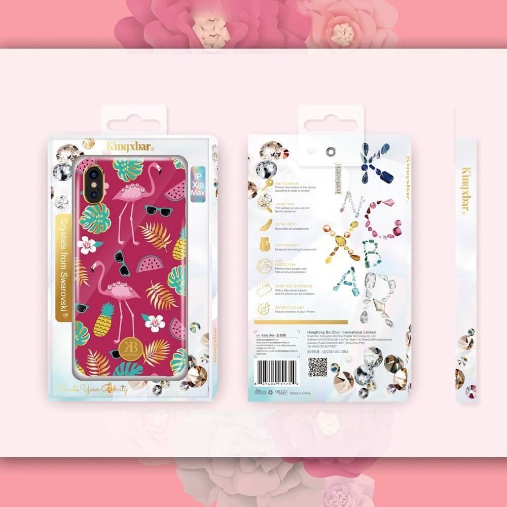 Husa iPhone XS Max, Cristale Originale Swarovsky, Kingxbar Blossom, Roz