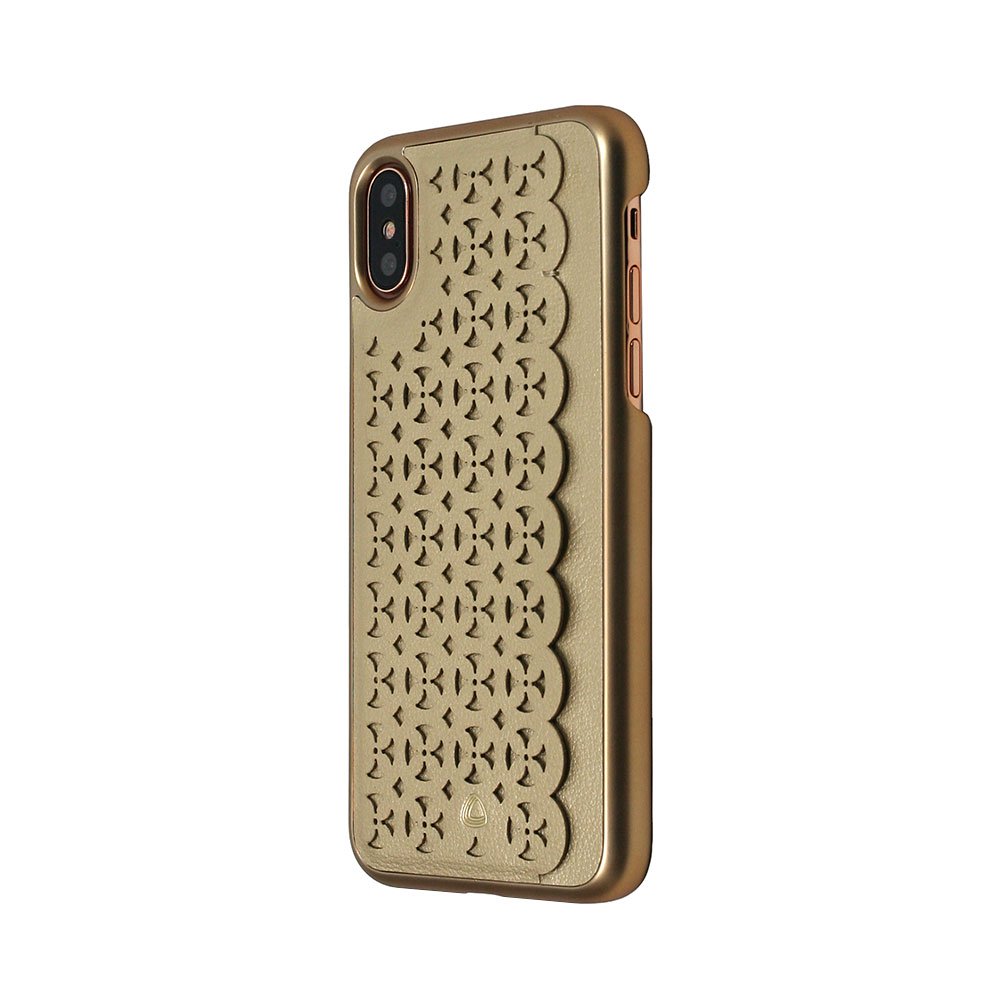 Carcasa Occa Kate iPhone X, Gold, cu slot vertical pentru card