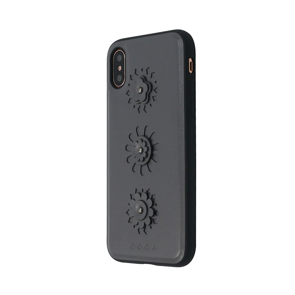 Carcasa Occa Burch iPhone X, Gray, cu motive florale aplicate
