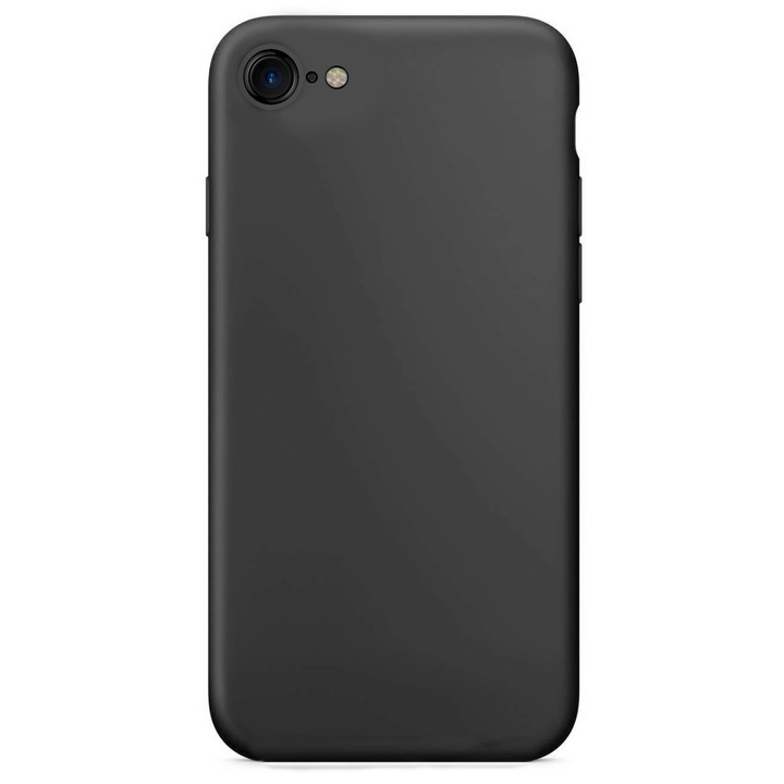 Husa pentru iPhone SE 2, SILKASE Camera protection, culoare Negru, soft silicone
