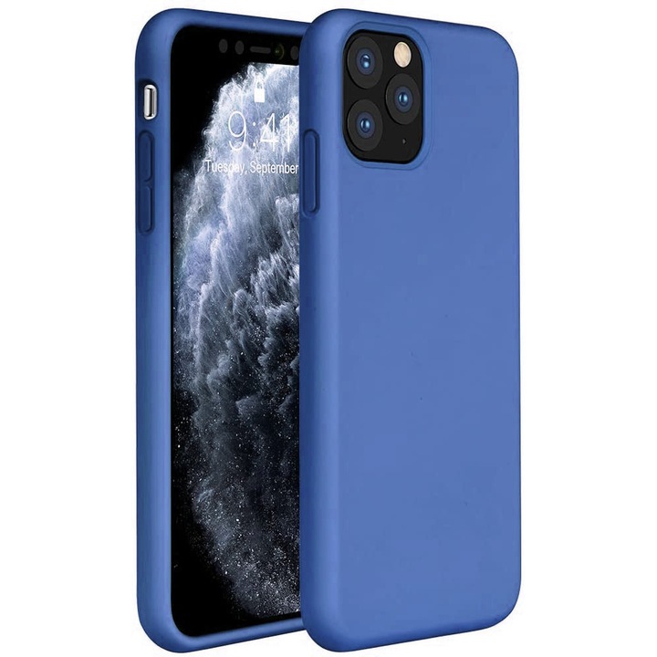 Borító iPhone 11 Pro-hoz, SILKASE Kameravédelem, Kék színű, puha szilikon