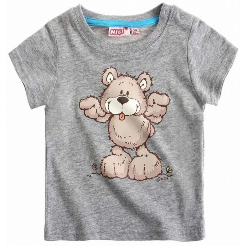 Tricou bebe NICI, Ursuletul Nici, Gri