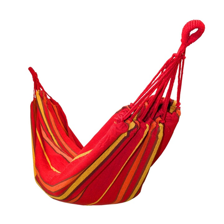 Хамак ROYOKAMP, 200x100cm, Чанта за съхранение, Червен/Жълт