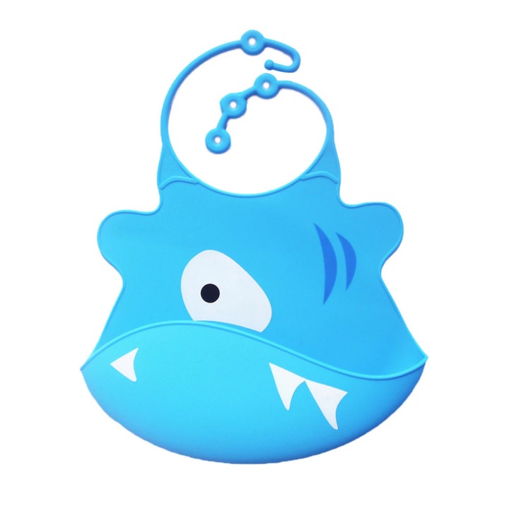 BebeNani szilikon előke cápával, kék