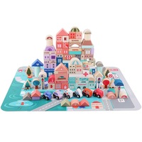 set de constructie oraselul colorat 115 elemente piese din lemn include covor tip puzzle vopsea non-toxica stimuleaza creativitatea multicolor imagen 22_0_
0