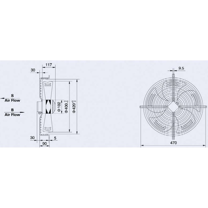 Ventilator Industrial Axial aspiratie,YWF-4E-400S, 400 mm diametru, 220V