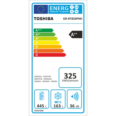 Frigider cu 2 usi Toshiba GR-RT820PMJ-BS, 608 l, NoFrost, Compresor inverter, Clasa A++, H 184 cm, Gri