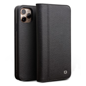 Husa iPhone 11 Pro Max, Qialino, multifunctionala 2 in 1 din piele naturala, tip carte + back cover, stand, culoare Negru Husa iPhone 11 Pro Max, Qialino, multifunctionala 2 in 1 din piele naturala, tip carte + back cover, stand, culoare Negru