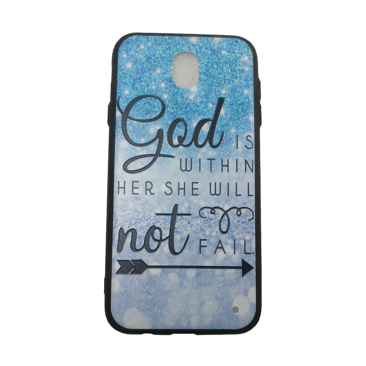 Husa compatibila cu Samsung Galaxy J7 2017, Girl Power in relief, Albastru