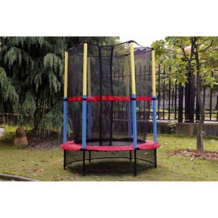Детски батут ART JUMP с метална конструкция и предпазна система, диаметър 139 см, чиста височина 181 см, изработен от материали, борещи се с UV лъчите